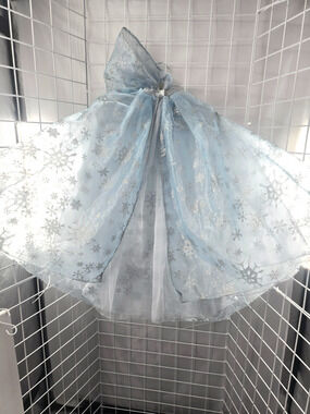 Elisha DisneyLand Paris Blue Silver Glitter Snowflake Hooded Lined Cape